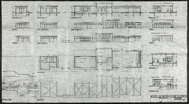 852404 Aanzichten, doorsneden, plattegronden en situatie van het te bouwen hoofd- en nevengebouw bij het N.S.-station ...